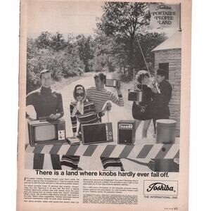 Toshiba Electronics Magazine Advertisement B&W Vintage 1968 Radio Television